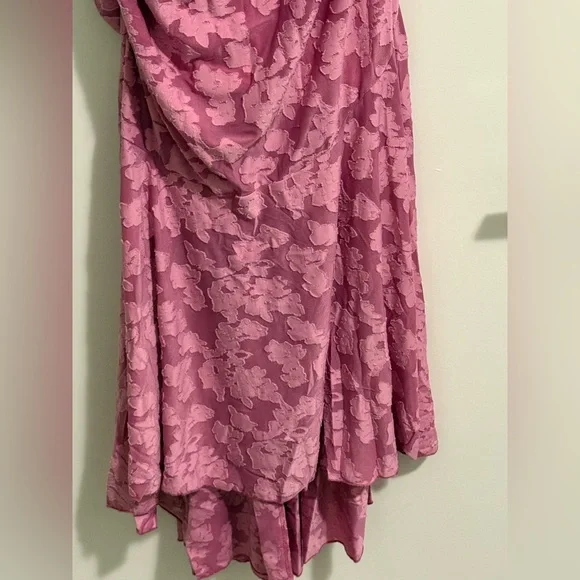 Pink Ruched Floral Evening Dress - Picture 3 of 3